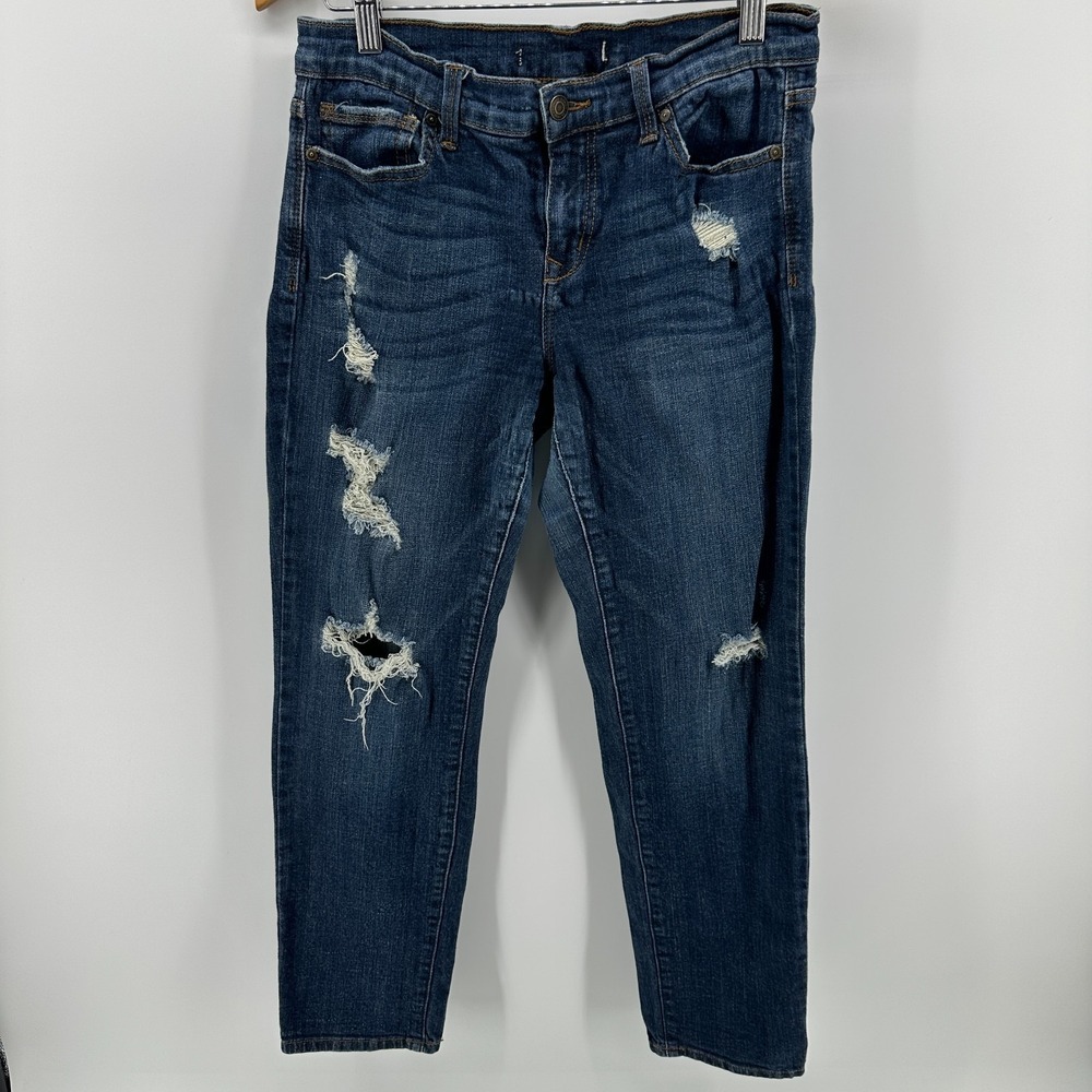 Eunina Jeans Womens 9 Blue‎ Denim Sasha Low Rise Relaxed Skinny Crop Distressed
